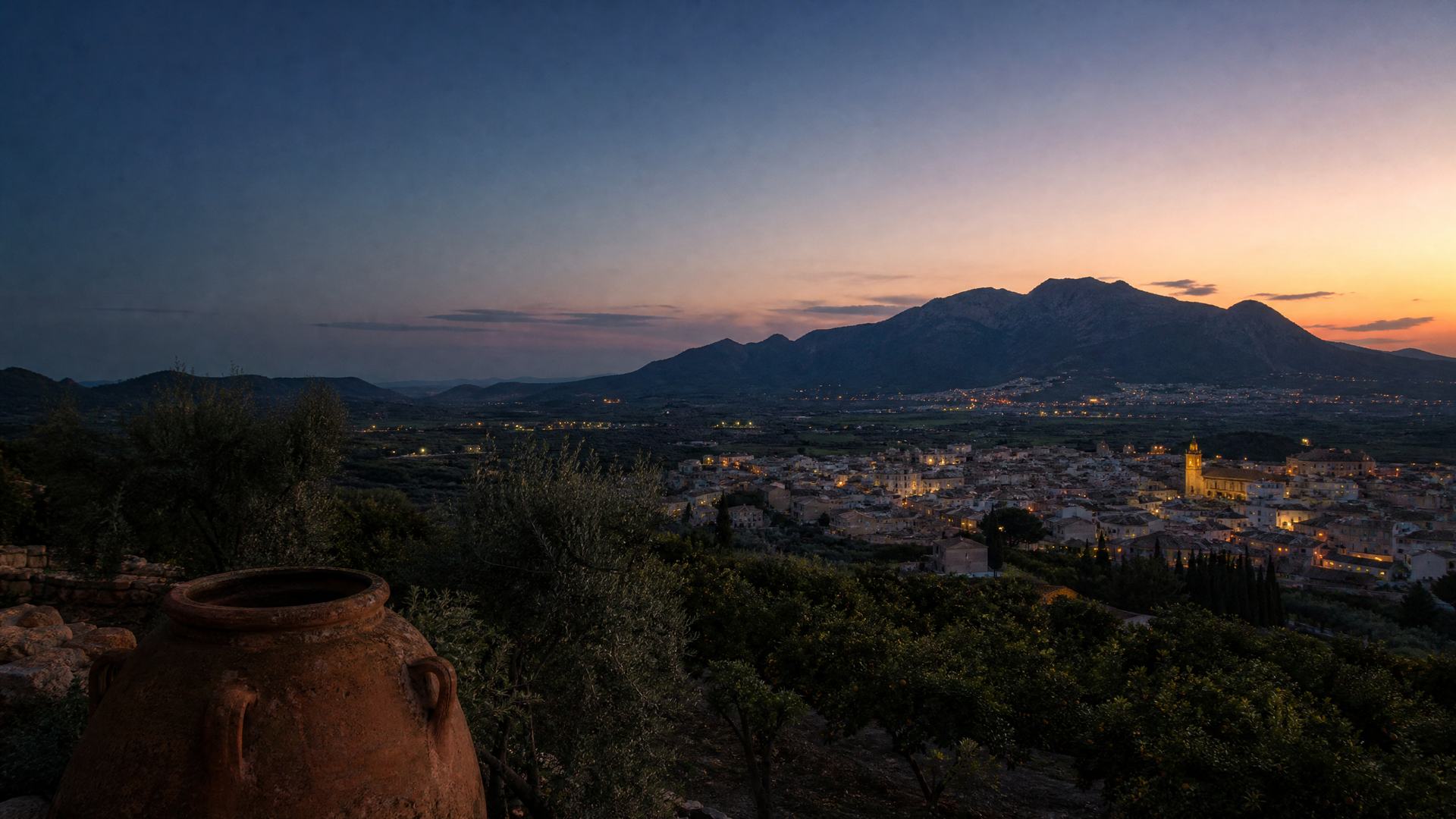 Vista de Totana al atardecer
